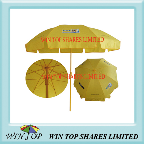 All yellow beach umbrella with world cup logo