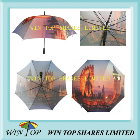 27 inch  London scenery heat transfer umbrella
