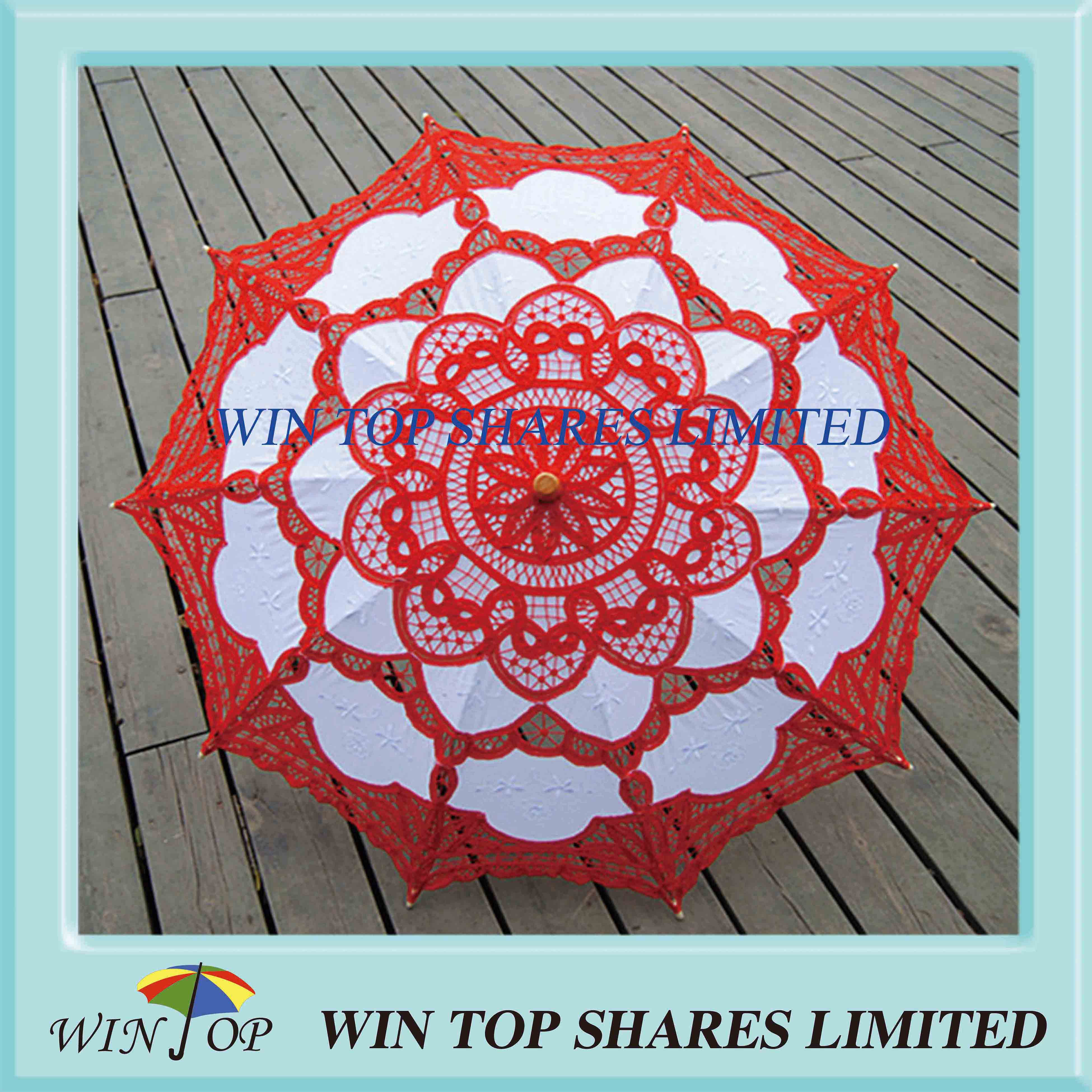 Chinese style red and white art parasol