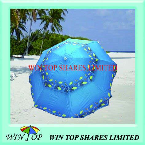 polyester printed beach umbrella with 2 layers