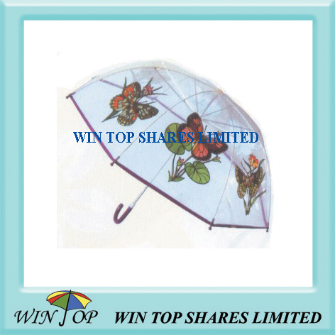 18" POE clear umbrella with butterfly logo